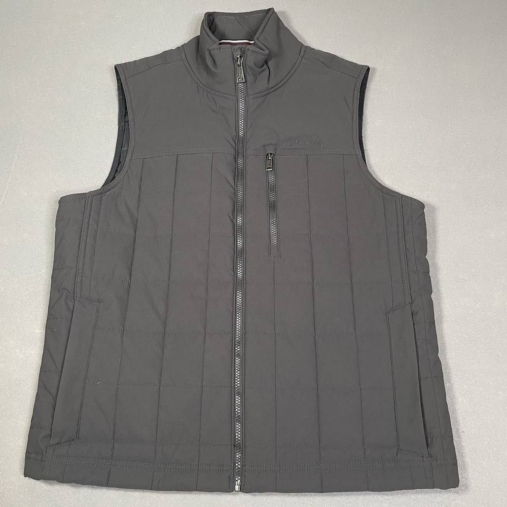 Orvis Classic Collection Vest Men's Medium Gray Quilted Softshell Insulated Zip